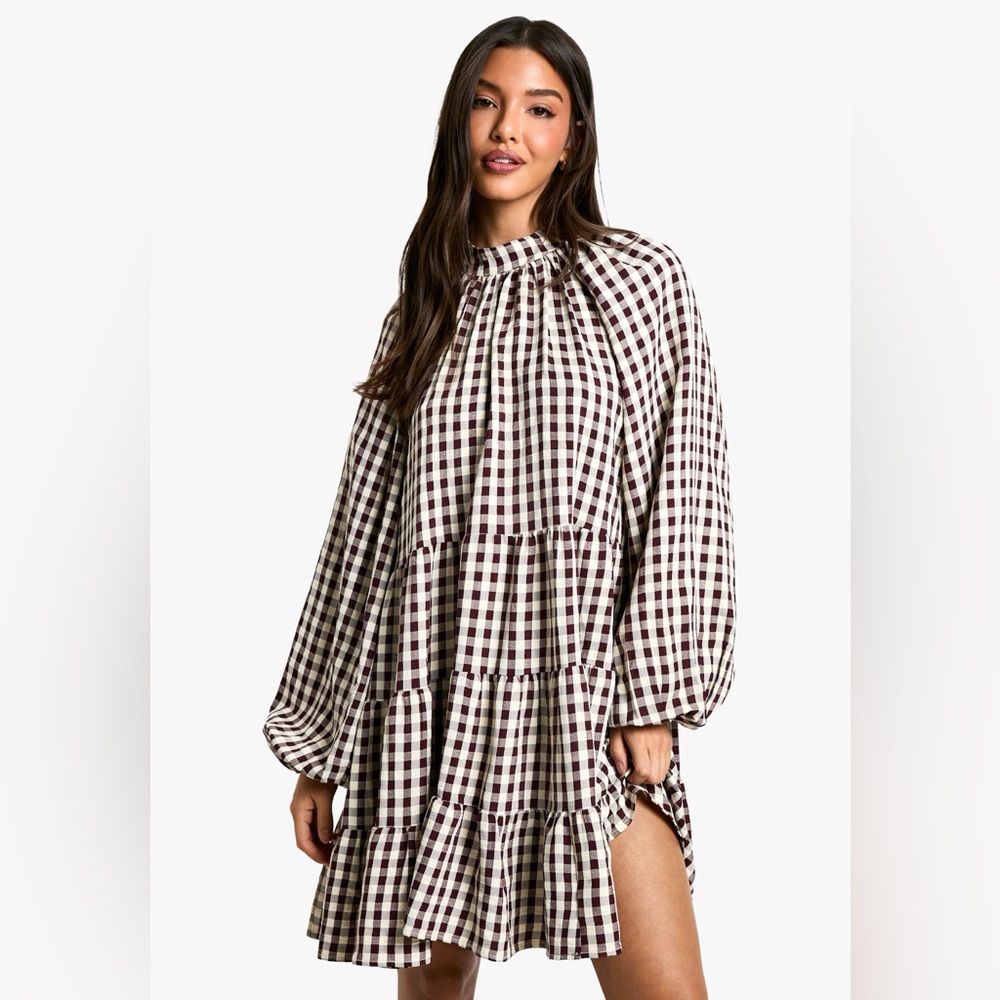 Textured Check Smock Dress
